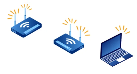 WLAN-Router als WLAN-Verstärker: Schema der LAN-Verbindung zur Basis