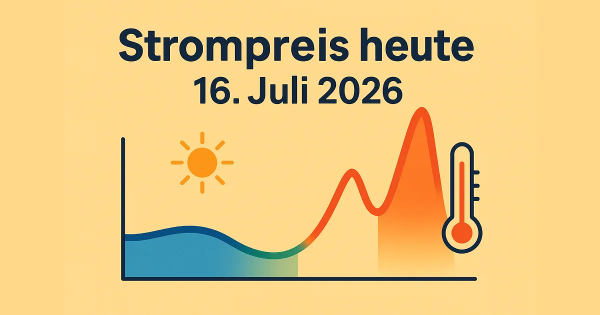 Strompreis heute am 16. Juli 2026: Abendspitze von 0,57 Euro pro kWh zum Auftakt der Hitzewelle